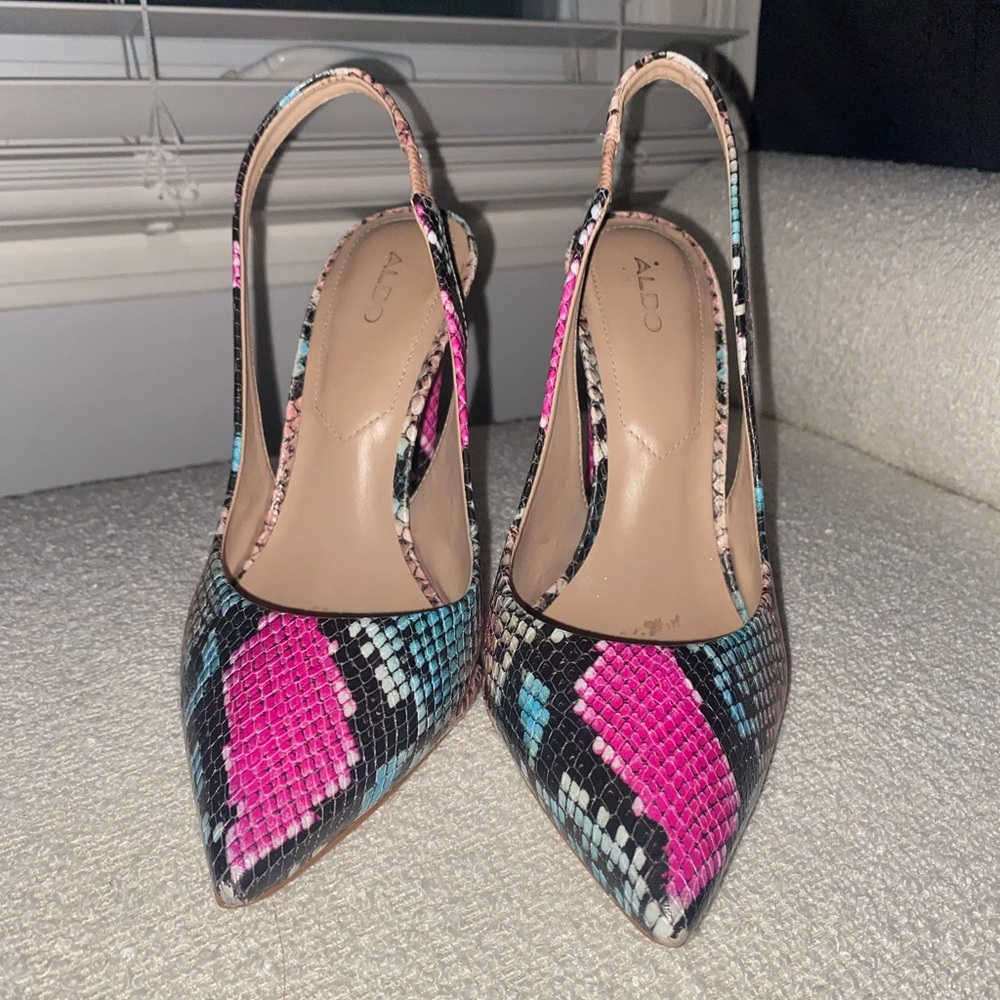 Aldo Snake Print Slingback Heels